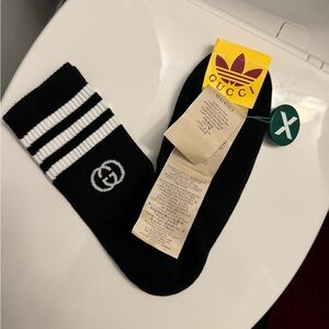 Gucci Adidas Black and White Athletic Socks